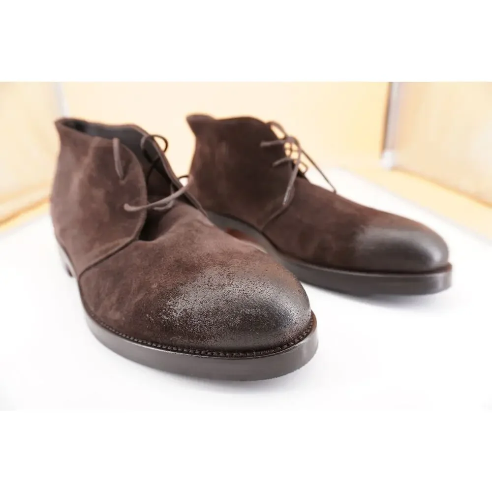 Canali Dark Brown Suede Chukka Hiking Boots Size 12 Lace Up $645 New Ankle